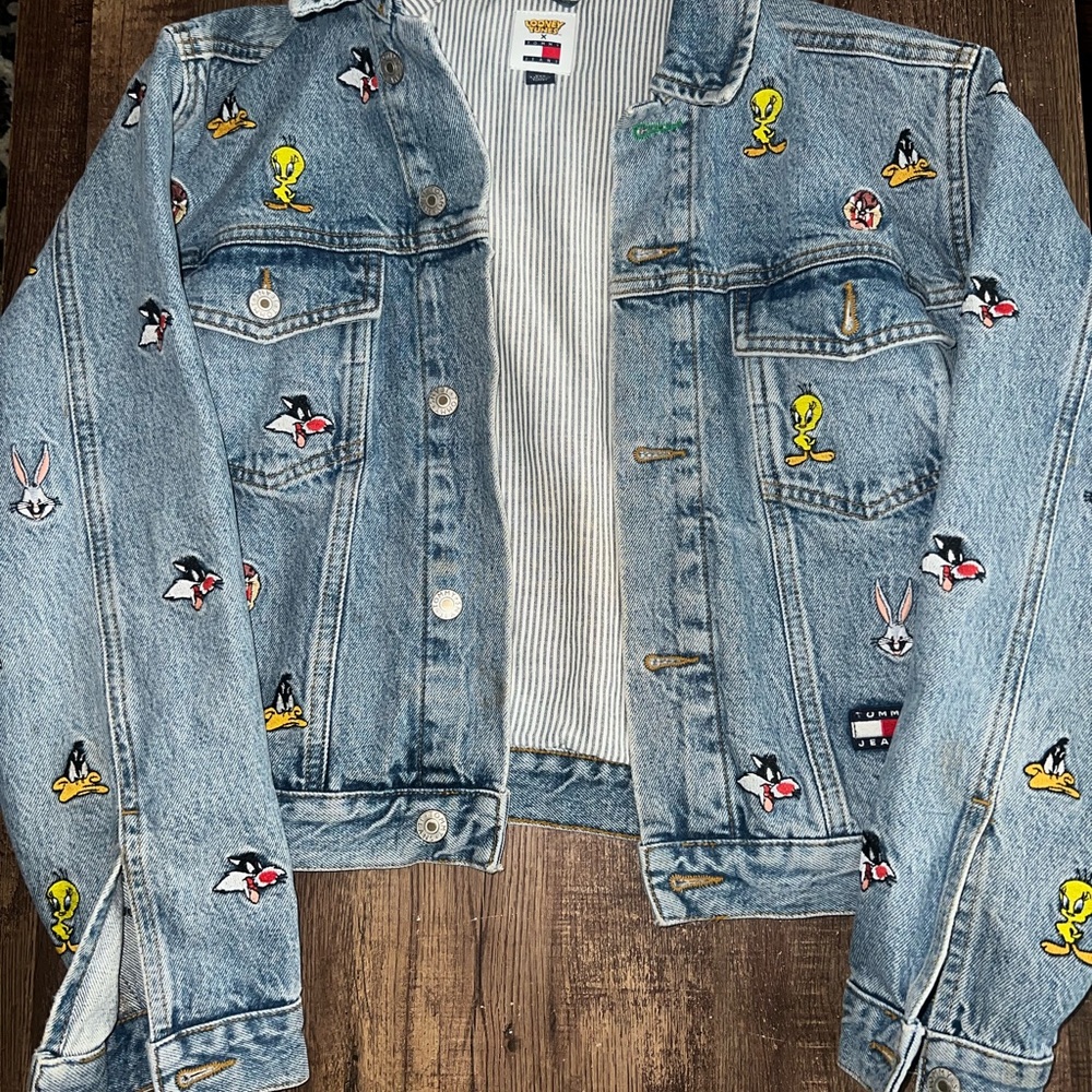 Tommy Hilfiger  Blue Denim Jacket with Cartoon Patches